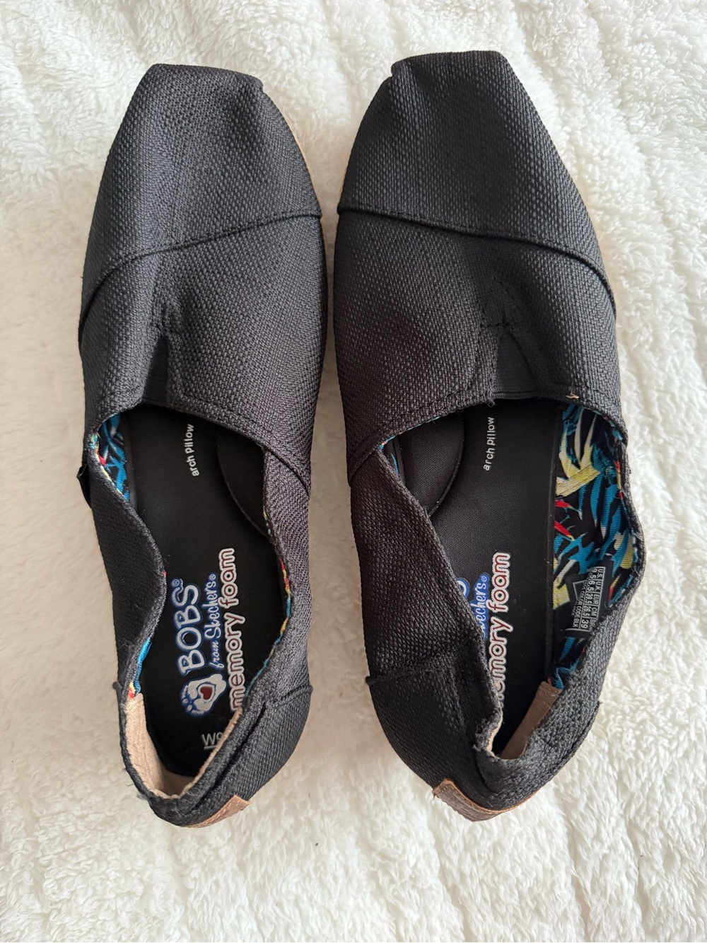 BOBS from Skechers Women’s Black Slip-On Canvas Flats